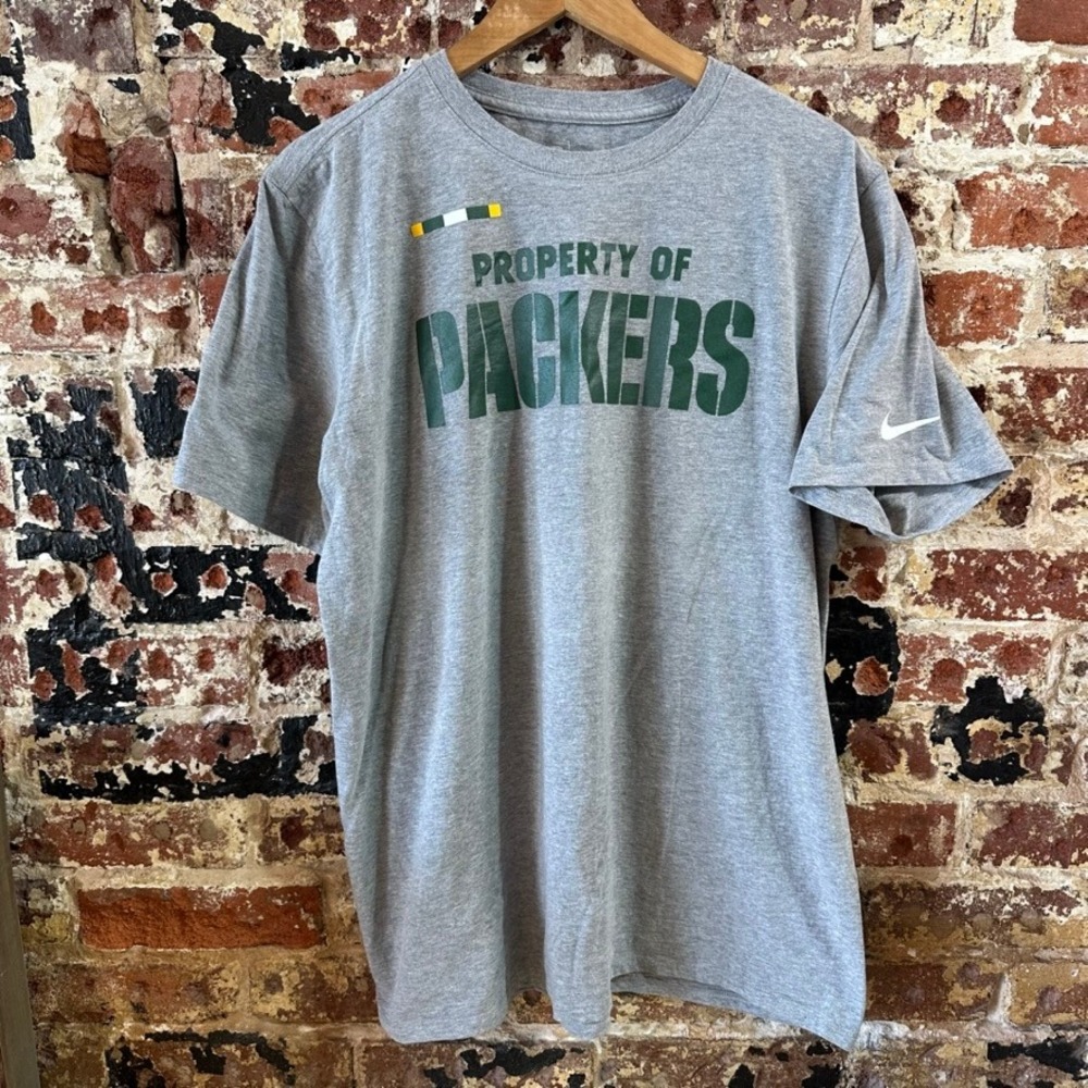 Nike NFL Green Bay Packers T-Shirt Gray Short Sleeve Mens XL
